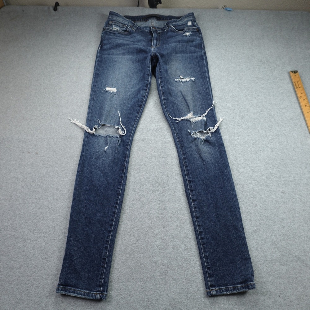 Joe's Jeans Womens 27 Blue Distressed Skinny Beckett Ripped Denim